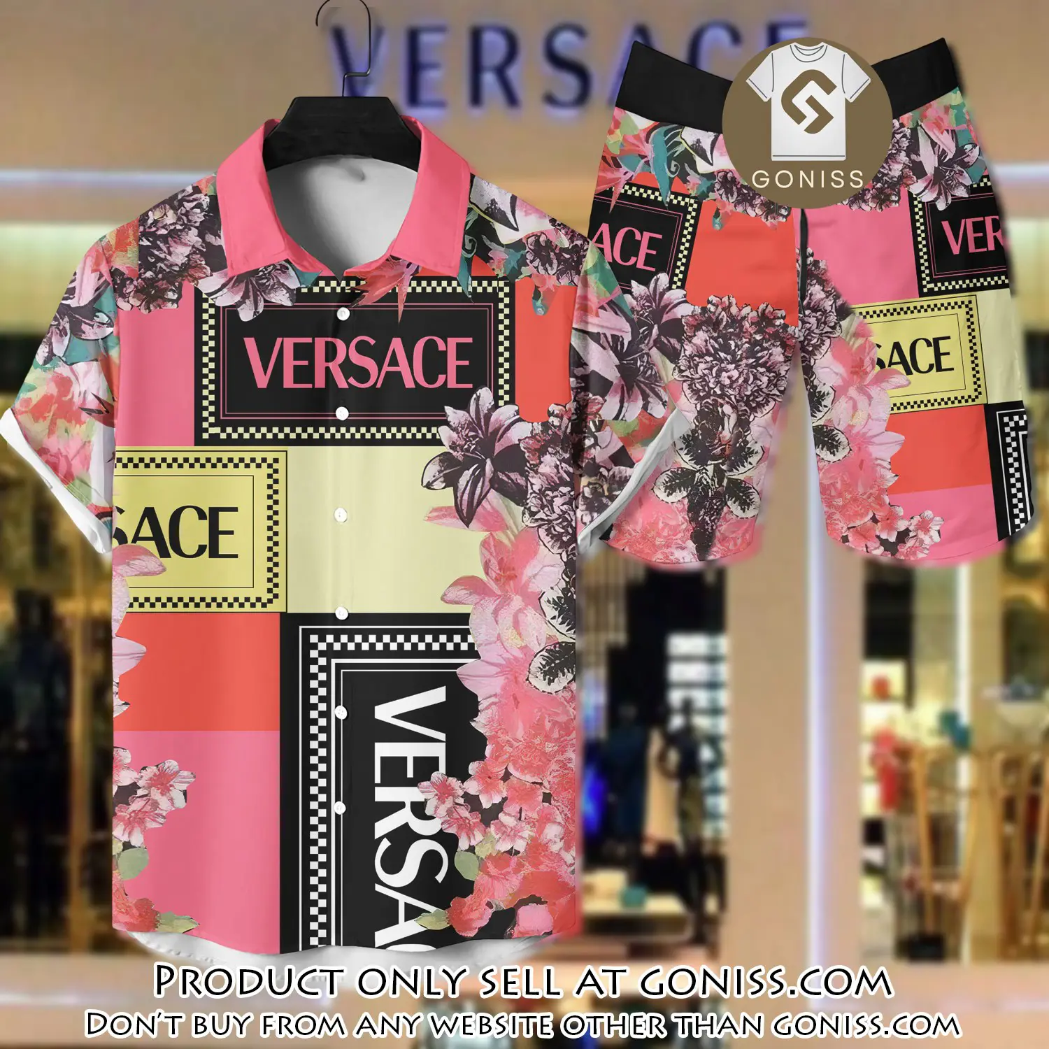 Versace luxury hawaiian shirt & short set lhs1212 gn5654123
